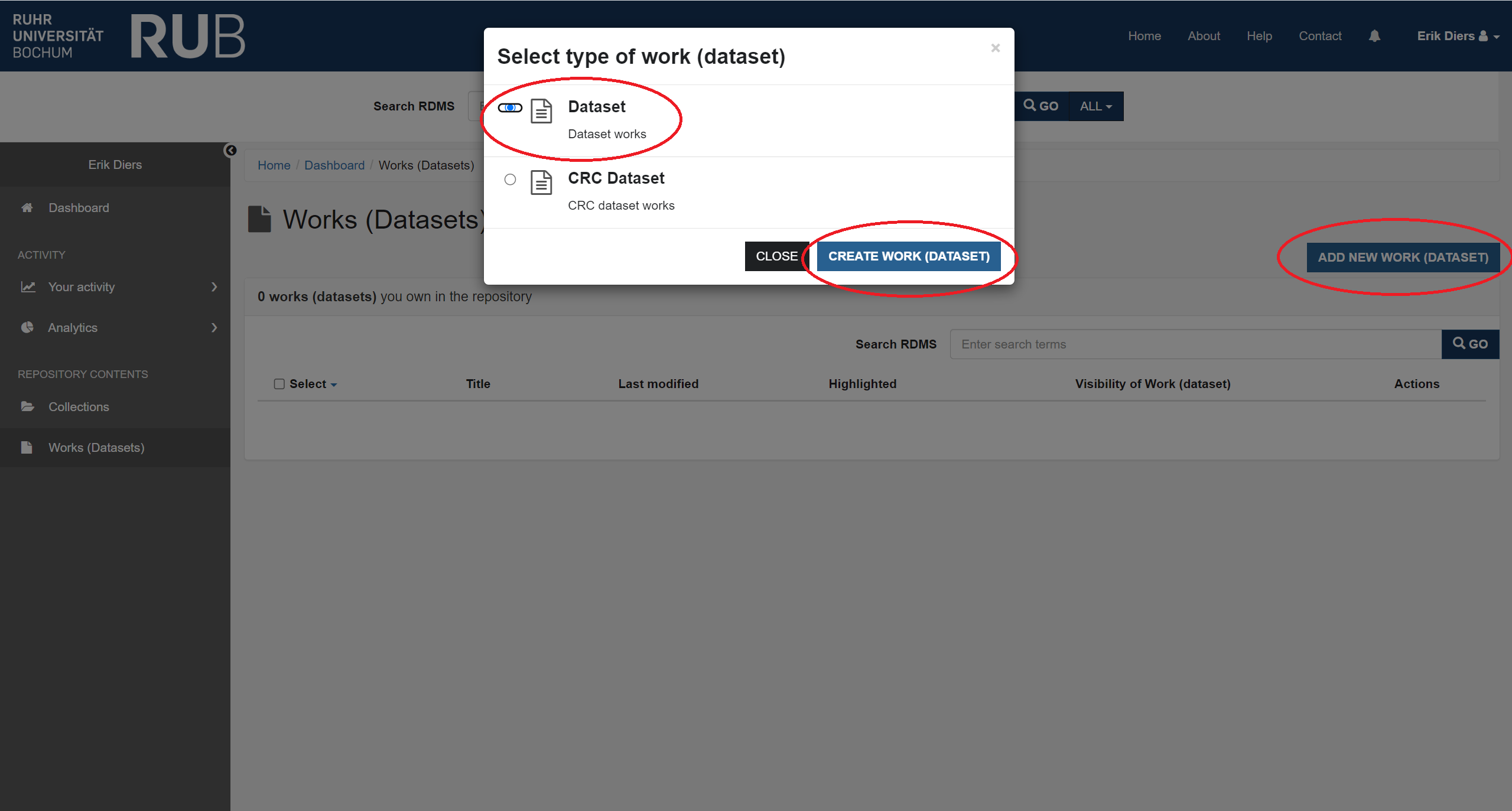 Add new Work (Dataset)to ReSeeD