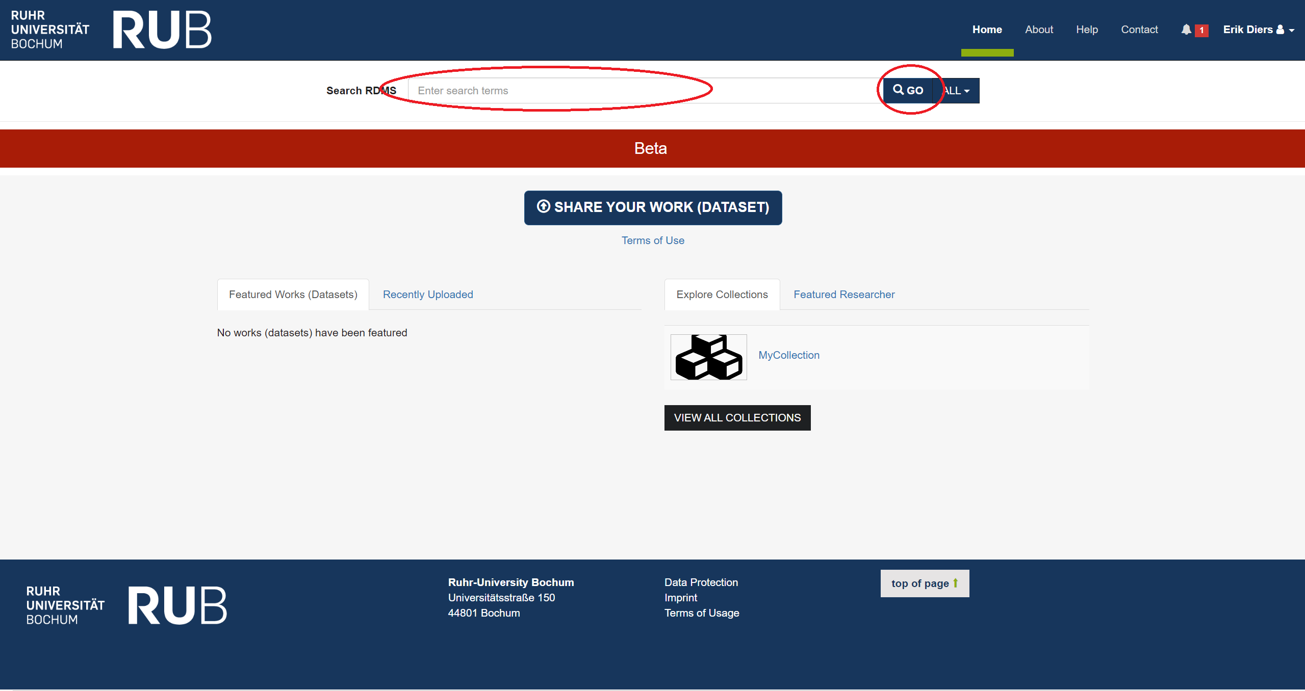 Start search from ReSeeD homepage