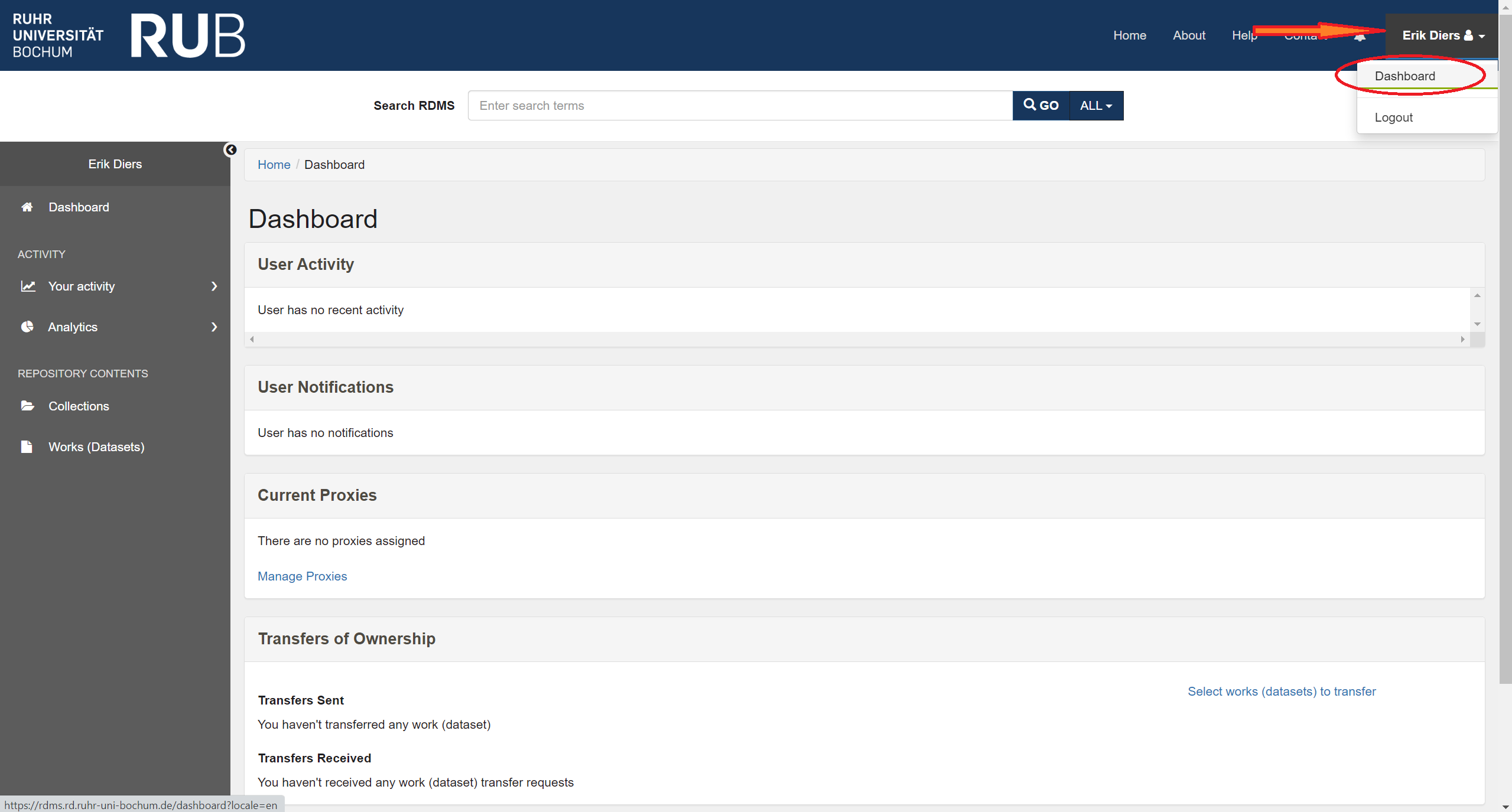 ReSeeD Dashboard naviagtion
